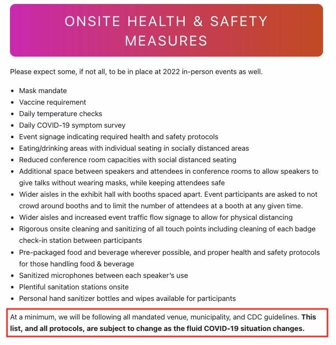 Onsite health & safety measures