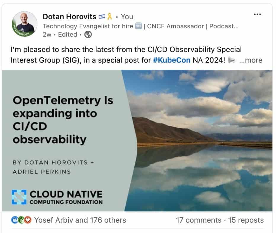 Screenshot showing LinkedIn post from Dotan