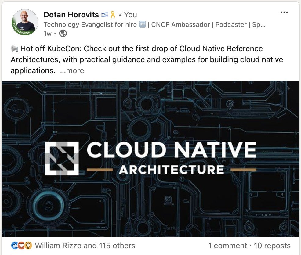 Screenshot showing LinkedIn post from Dotan