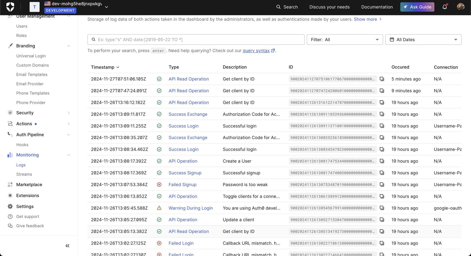 Auth0 Logs